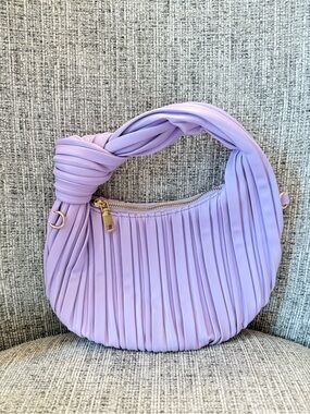 ARULA Lilac Pleated Knot-Handle Crossbody Bag